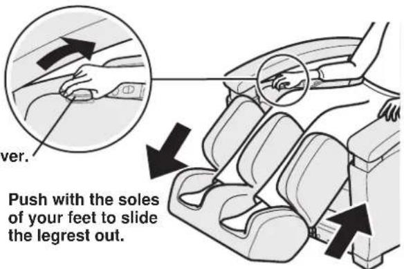 ver. Push with the soles of your feet to slide the legrest out.