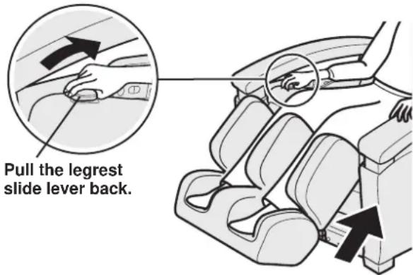 Pull the legrest slide lever back.