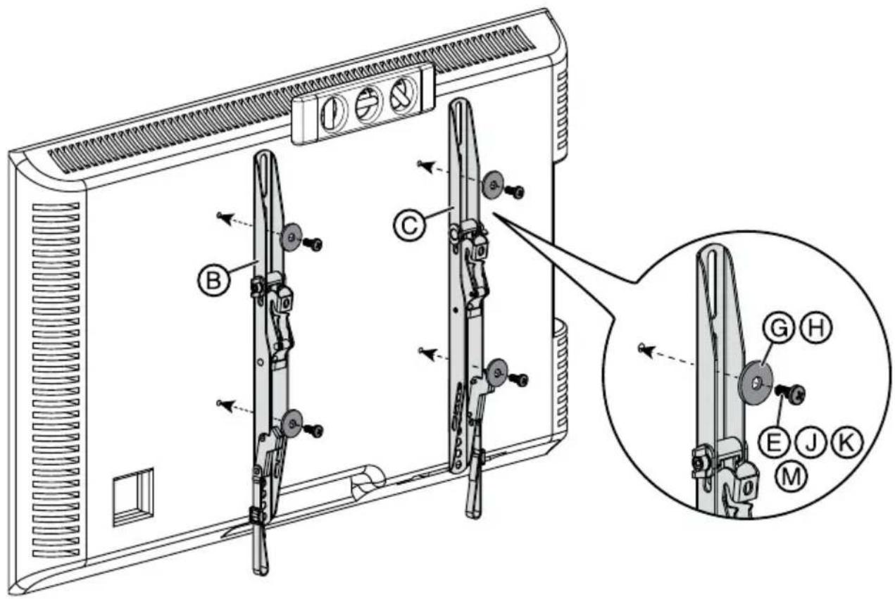 Dynex DX-TVMLPTB03 - STEP 3 - Option 1: Attaching the mounting hardware to TVs with a flat back - 1