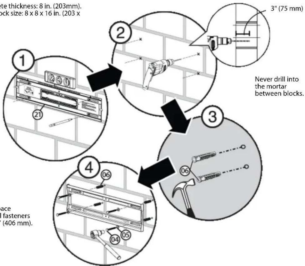 Dynex DX-DRTVL103 - Step 2 - Option 2: Mounting on a solid concrete\* or concrete block wall - 2