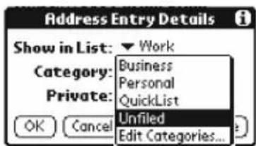 Address Entry Details Show in List: ▼ Work Category: Business Personal QuickList Private: Unfiled Edit Categories...