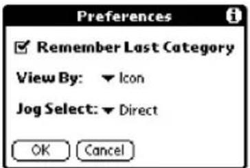 Preferences ✓ Remember Last Category View By: ▼ Icon Jog Select: ▼ Direct OK Cancel