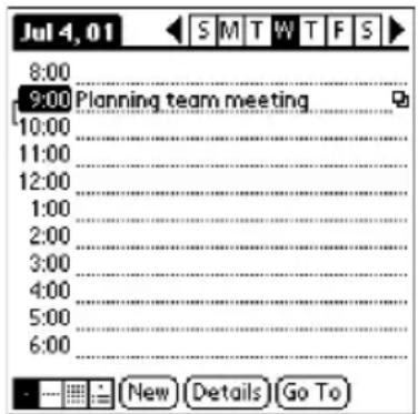 Jul 4, 01 SMTWTS 8:00 9:00 Planning team meeting 10:00 11:00 12:00 1:00 2:00 3:00 4:00 5:00 6:00 New Details Go To
