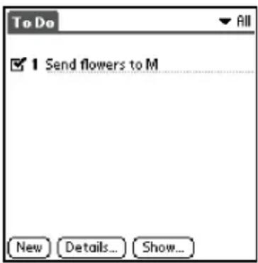 To Do ✓ 1 Send flowers to M New Details... Show...