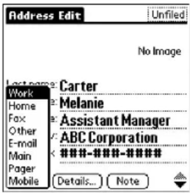 Address Edit Unfiled No Image Last name: Carter Home Melanie Fax Assistant Manager Other ABC Corporation E-mail Main ####-#####-### Pager Mobile Details... Note