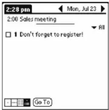 2:28 pm Mon, Jul 23 2:00 Sales meeting □ 1 Don't forget to register! Go To