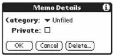 Memo Details Category: ▼ Unfiled Private: □ OK Cancel Delete...
