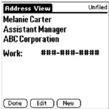 Address View Unfiled Melanie Carter Assistant Manager ABC Corporation Work: ####-###-### Done Edit New