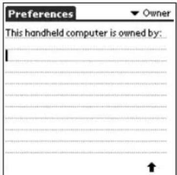 Preferences ▼ Owner This handheld computer is owned by: ↑