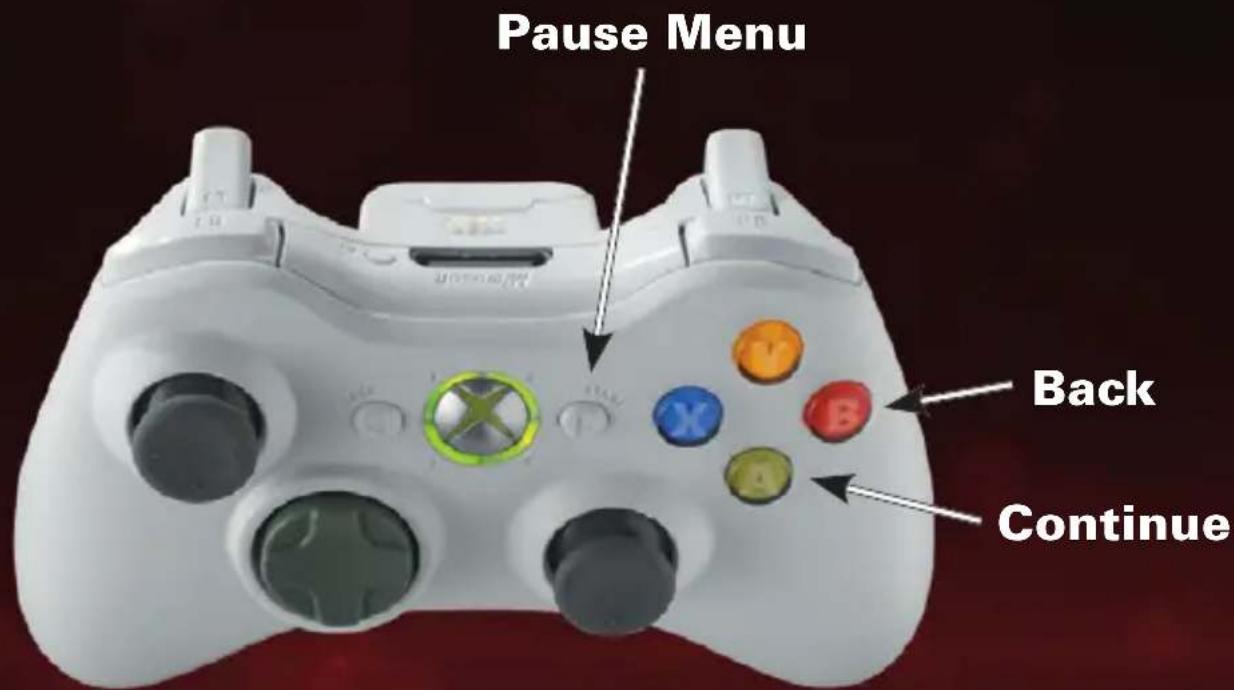 Pause Menu Back Continue