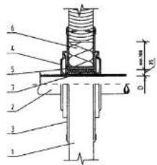 Technical diagram of a mechanical assembly with numbered components and dimension annotations