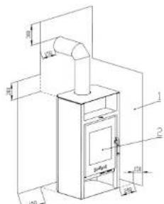 Technical diagram of a mechanical device with dimension annotations and component labels