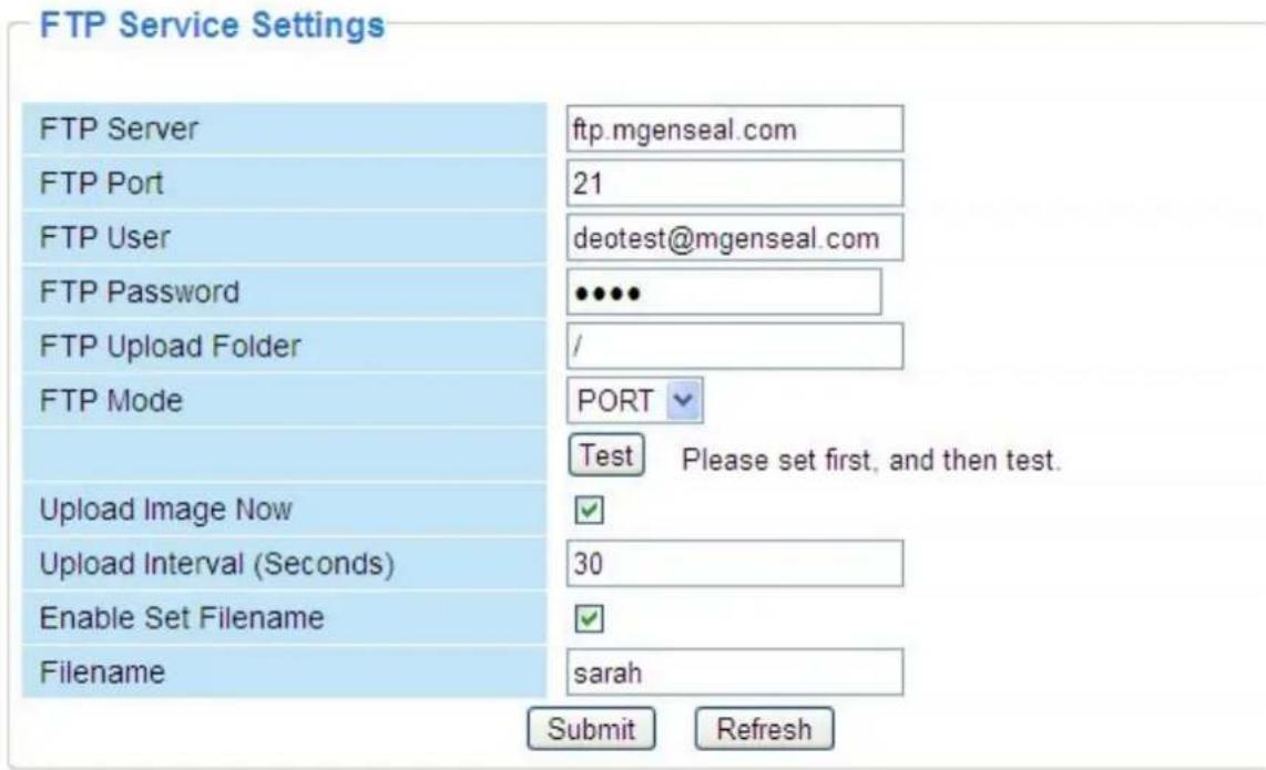 FOSCAM FI8918E - FTP Service Settings - 2