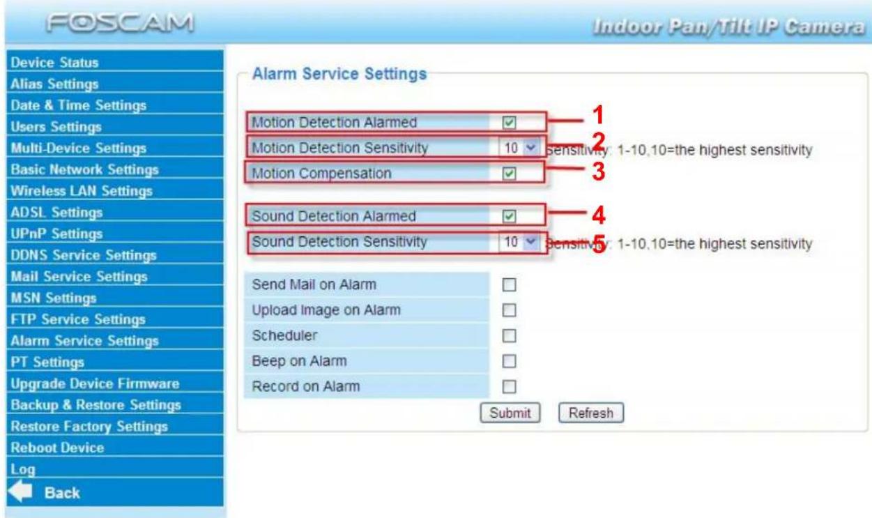 FOSCAM FI8918E - Alarm Service Settings - 1