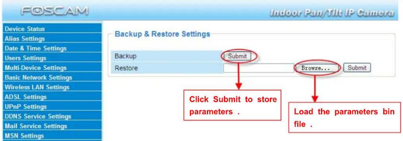 FOSCAM FI8918E - Backup & Restore Settings - 1