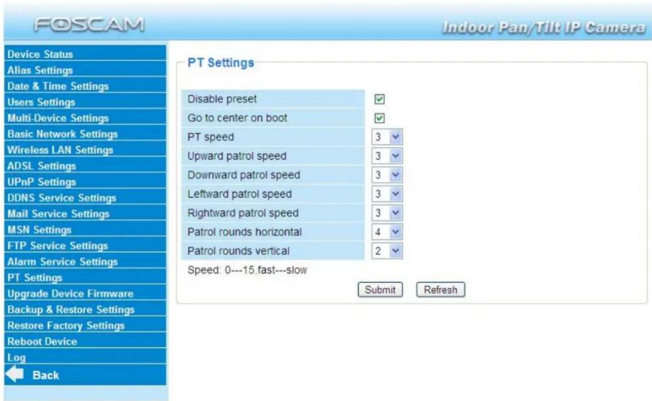 FOSCAM FI8918E - PT Settings - 1