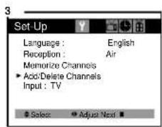 DAEWOO DTQ-19U1FC - Adding/Deleting a channel to memory - 3