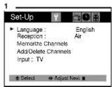 DAEWOO DTQ-13V4FC - Changing the Language of the On-screen Menus - 1