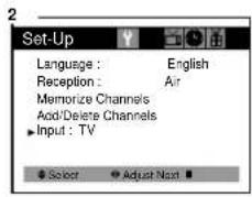 DAEWOO DTQ-13U1FC - Changing the TV's Input - 2
