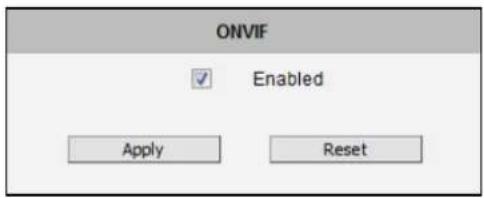 ONVIF Enabled Apply Reset