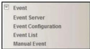 Event Event Server Event Configuration Event List Manual Event