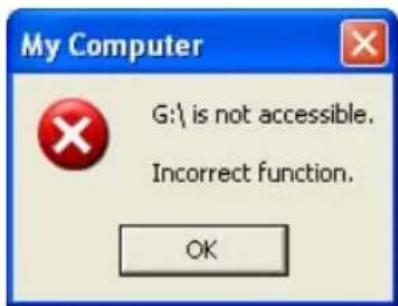 My Computer G:\ is not accessible. Incorrect function. OK