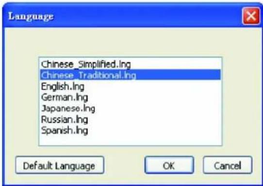 Language Chinese_Simplified.Ing Chinese_Traditional.Ing English.Ing German.Ing Japanese.Ing Russian.Ing Spanish.Ing Default Language OK Cancel