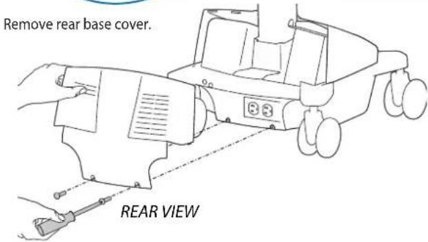 Remove rear base cover. REAR VIEW