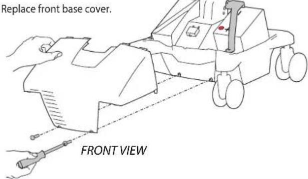 Replace front base cover. FRONT VIEW