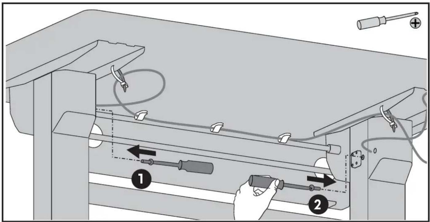 Diagram illustrating a mechanical assembly with labeled parts and directional arrows indicating motion or movement.