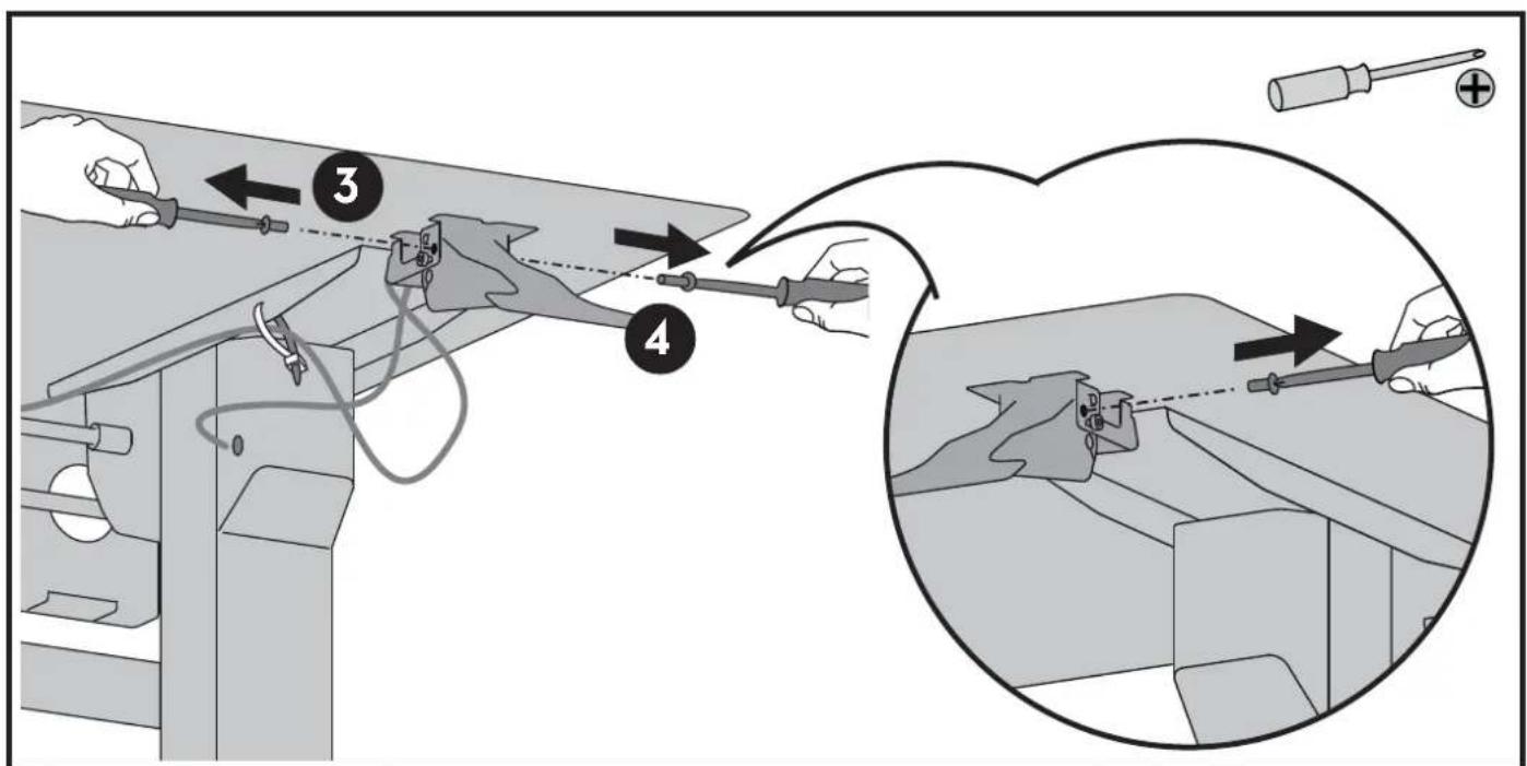 Technical diagram illustrating a tool application procedure with numbered steps and magnified view of the process.