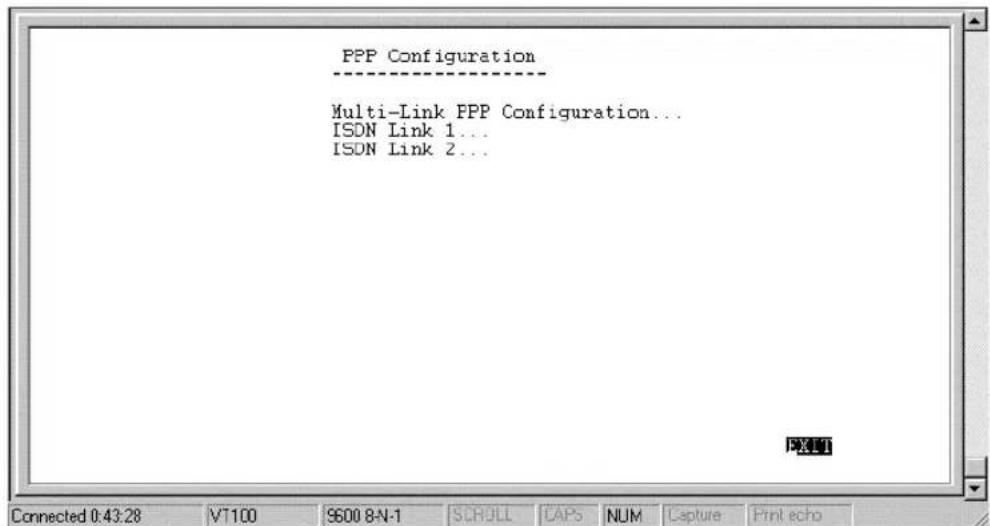 PPP Configuration Multi-Link PPP Configuration... ISDN Link 1... ISDN Link 2...