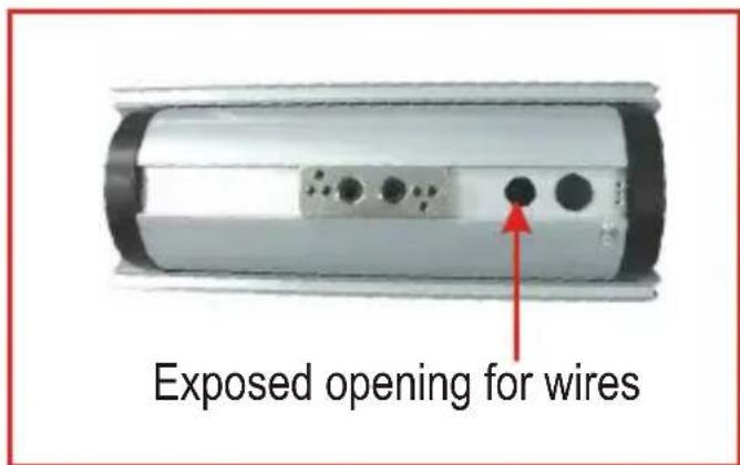 Exposed opening for wires