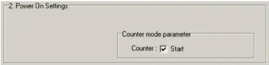 2. Power On Settings Counter mode parameter Counter : ✓ Start