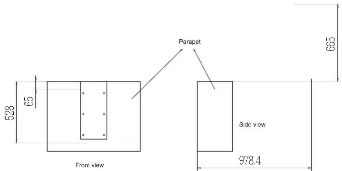 528 65 Front view Parapet Side view 978.4 665