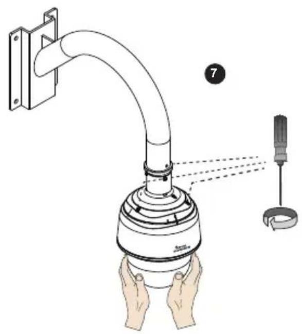 Diagram showing a hand holding a device with a curved pipe and a screwdriver, labeled with number 7.