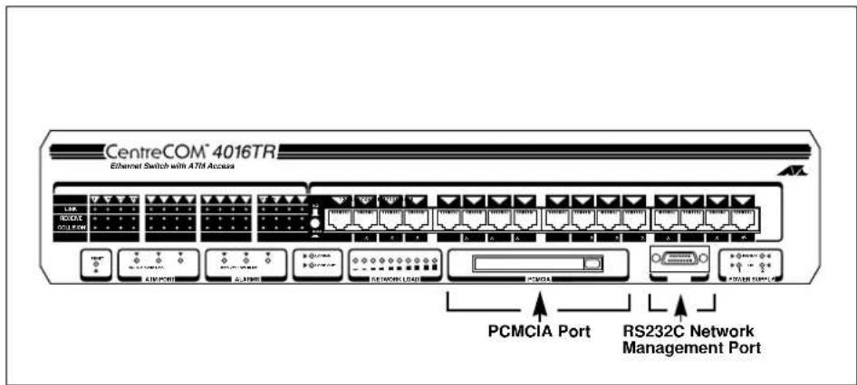 CentreCOM® 4016TR Ethernet Switch with ATN Access PCMCIA Port RS232C Network Management Port