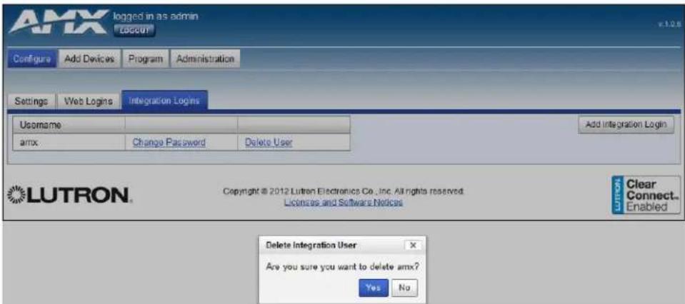 AMX NXB-CCG - Deleting an Integration Login - 1