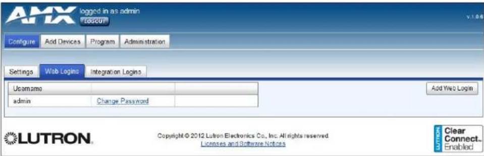 AMX NXB-CCG - Web Logins Tab - 1