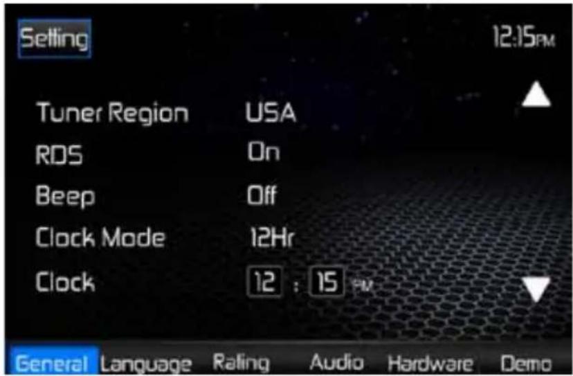 JENSEN VM9126 - SETTINGS MENU - 1