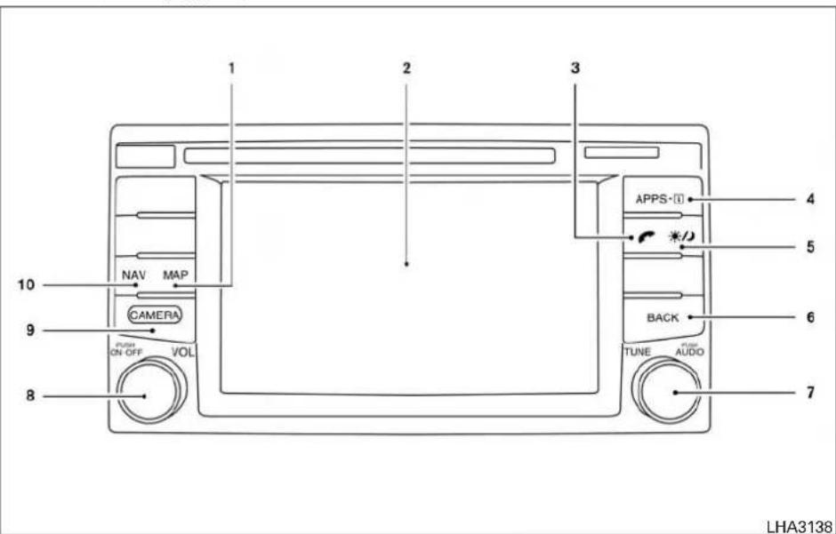 1 2 3 4 5 6 7 8 9 ON OFF VOL CAPERA NAV MAP APPS-10 BACK TUNE AUDIO LHA3138