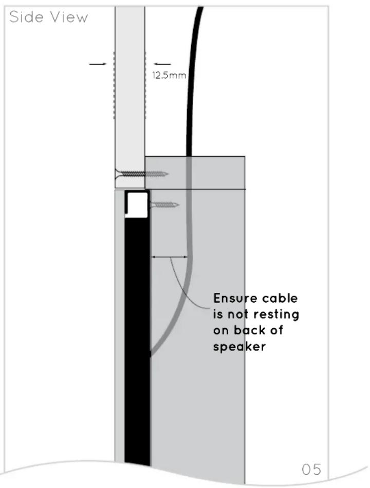 Side View 12.5mm Ensure cable is not resting on back of speaker 05