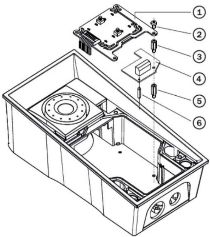 Technical diagram of an electronic device with numbered components for identification