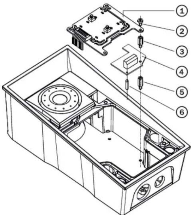 Technical diagram of an electronic device with numbered components for identification