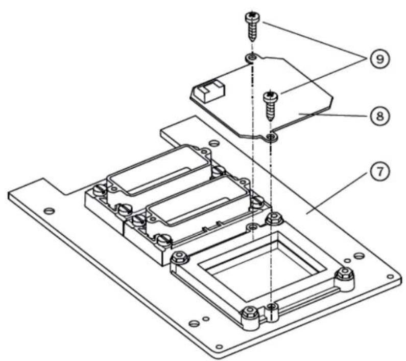 Technical diagram of a mechanical assembly with numbered parts for identification
