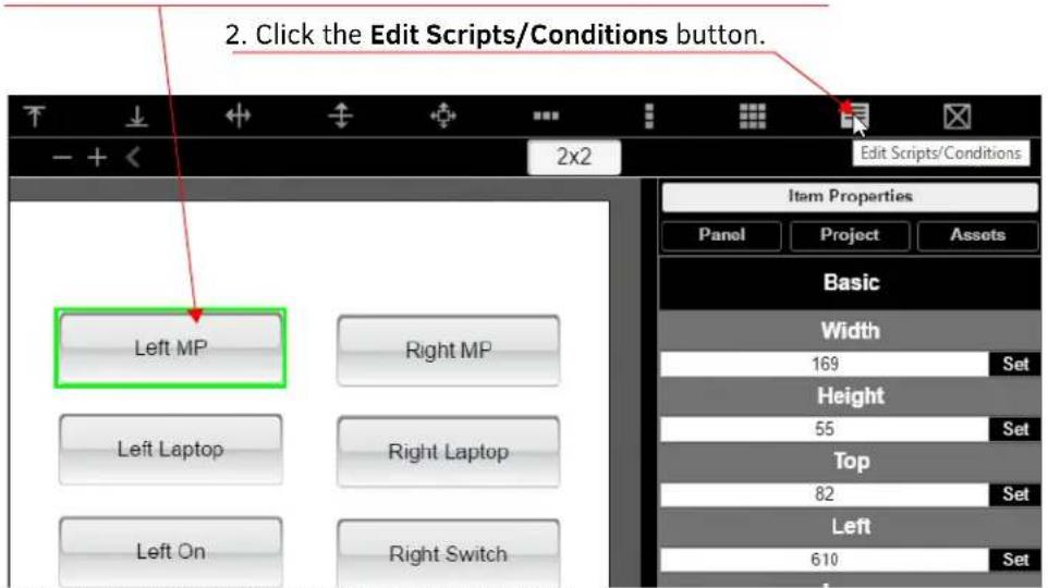 AMX NT-SD-701 - Step 4: Edit Button Scripts for Switching Displays and Sources - 1