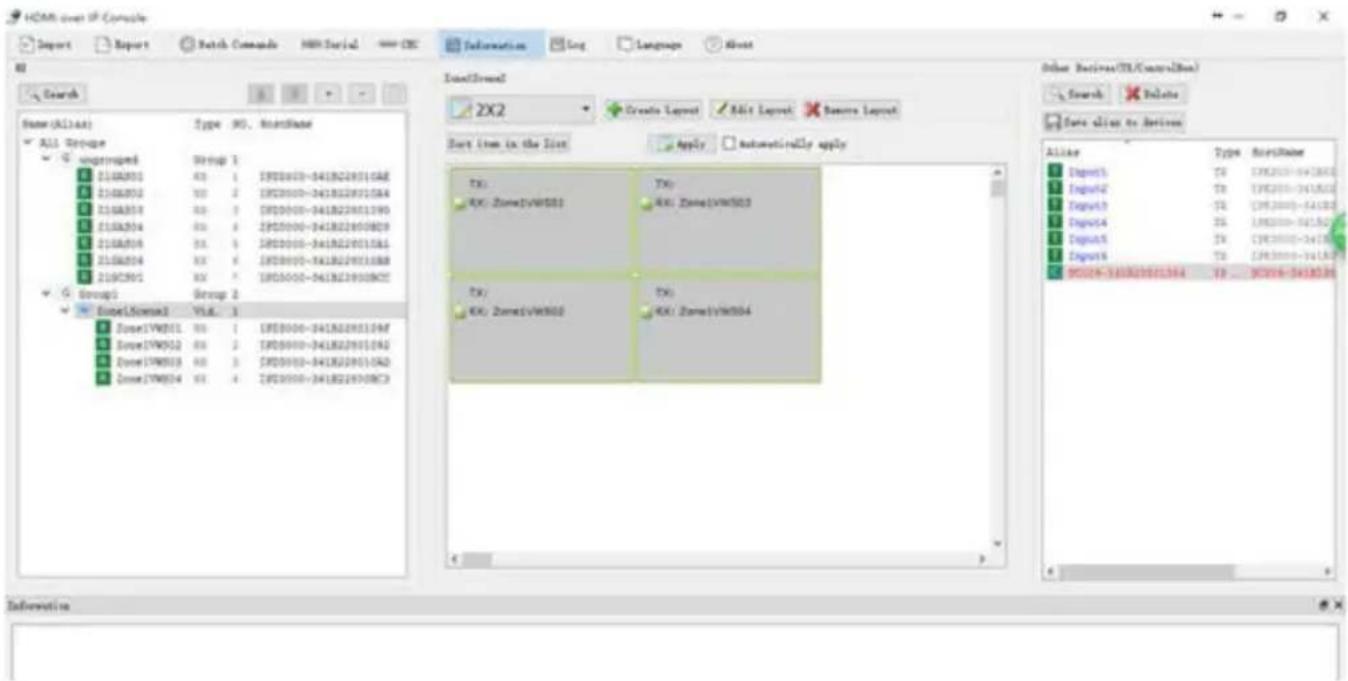 HDMI over SP Console Import Report Patch Commands HMI Serial CRC Information Log Language About Search Name(Allast) Type NO. RecordName All Groups G unproposed Group 1 Z10A001 X1 1 ZF0000-0418228510A8 Z10A002 X2 2 ZF0000-0418228510A8 Z10A003 X3 3 ZF0000-0418228510B0 Z10A004 X4 4 ZF0000-0418228508B9 Z10A005 X5 5 ZF0000-0418228515A6 Z10A006 X6 6 ZF0000-0418228515B8 Z10C901 X7 7 ZF0000-0418228508CC G Group 2 Zone1Scma1 VLA 1 Zone1VW01 X8 1 ZF0000-0418228510A9 Zone1VW02 X9 2 ZF0000-0418228510A9 Zone1VW03 X1 3 ZF0000-0418228515A9 Zone1VW04 X1 4 ZF0000-0418228508C3 ListFormal ZX2 Create Layout Edit Layout Save Layout Sort Item in the List Apply Automatically apply TX: RX: Zone1VW03 TX: RX: Zone1VW5D3 TX: RX: Zone1VW5D2 TX: RX: Zone1VW5D4 Other Returns/ES(ControlRun) Search Delete Data align to Returns Alias Type Name Input1 TX FXX2X2X2X4X3B6 Input2 TX IPEX2X2X4X5B6 Input3 TX IPEX2X3X5A6 Input4 TX IPEX3X6X7B6 Input5 TX IPEX3X7X8 Input6 TX IPEX3X8X9A6 PCD4-X418228513A4 TX - XCVI4-X41823A6 Information