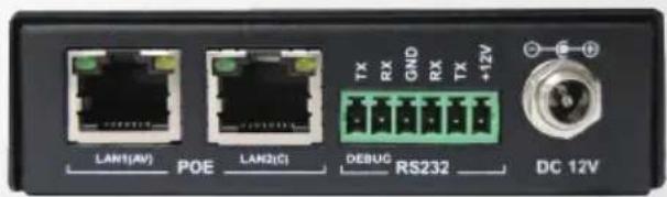 LAN1(AV) POE LAN2(G) DEBUG RS232 DC 12V TX RX GND RX TX +12V