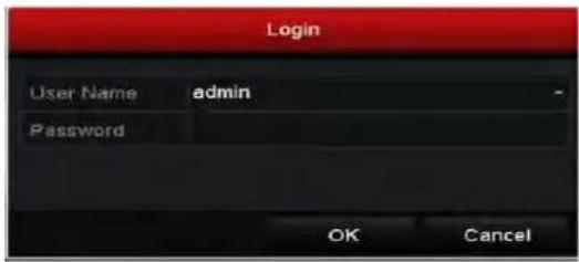 Login User Name admin Password OK Cancel