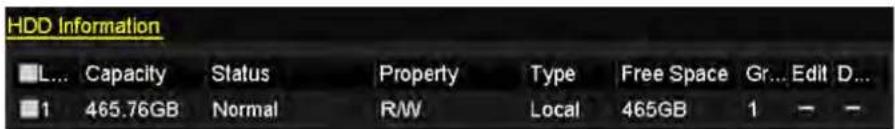HDD Information L... Capacity Status Property Type Free Space Gr... Edit D... 1 465.76GB Normal R/W Local 465GB 1 - -